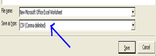 Save the file as CSV format